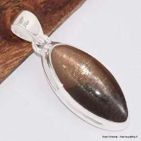 Pendentif Pierre du Soleil Noire taille marquise - Bijoux en Pierre du Soleil