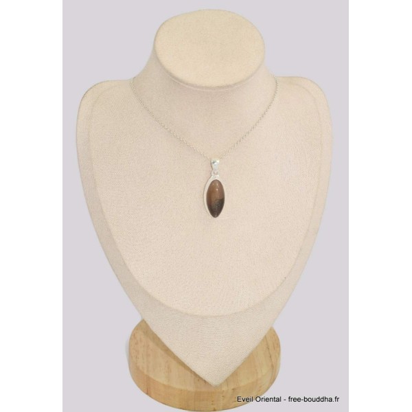 Pendentif Pierre du Soleil Noire taille marquise Bijoux en Pierre du Soleil BK63.1