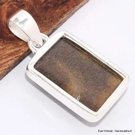 Pendentif Pierre du Soleil Noire rectangulaire - Bijoux en Pierre du Soleil