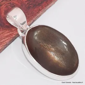 Pendentif Pierre du Soleil Noire ovale - Bijoux en Pierre du Soleil