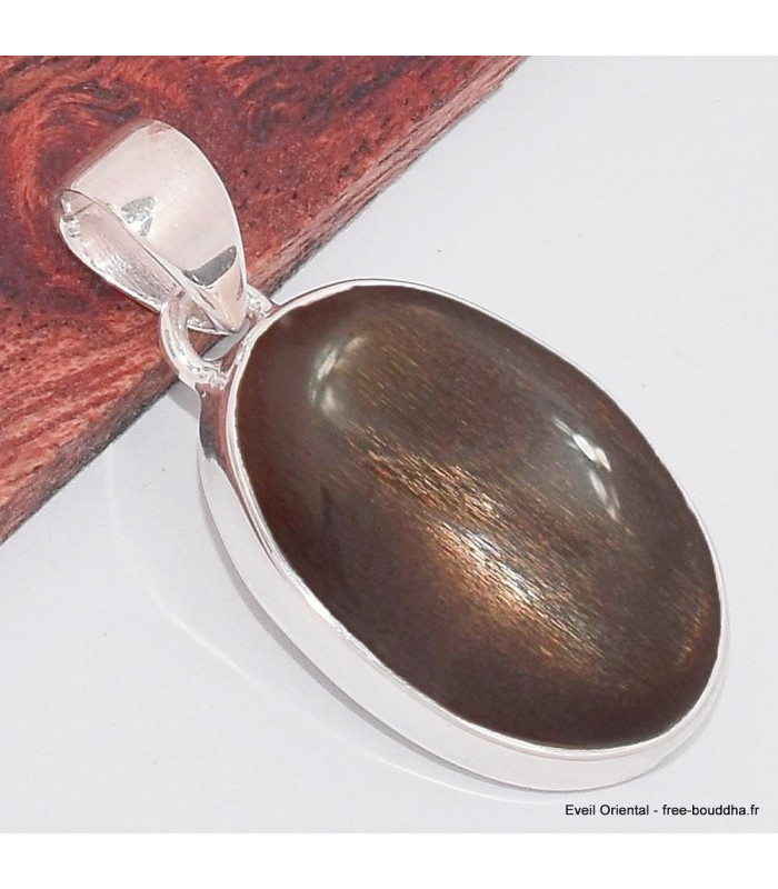 Pendentif Pierre du Soleil Noire ovale Bijoux en Pierre du Soleil BK63.4