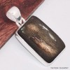 Pendentif rectangulaire Pierre du Soleil noire Bijoux en Pierre du Soleil BK63.5