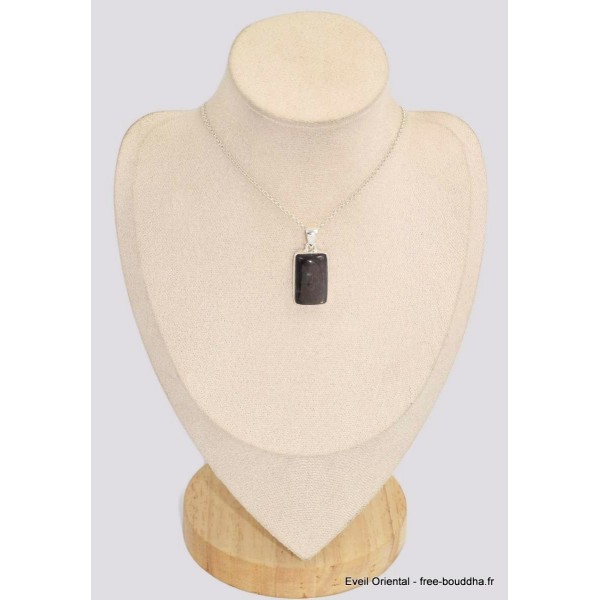 Pendentif rectangulaire Pierre du Soleil noire Bijoux en Pierre du Soleil BK63.5