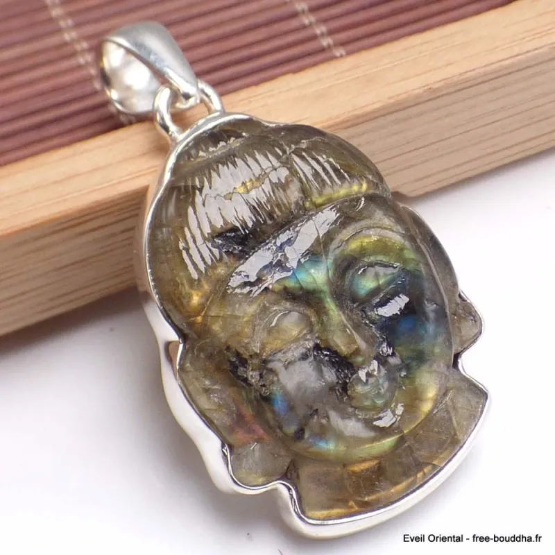 Bouddha sculpté en Labradorite - Bijoux en Labradorite