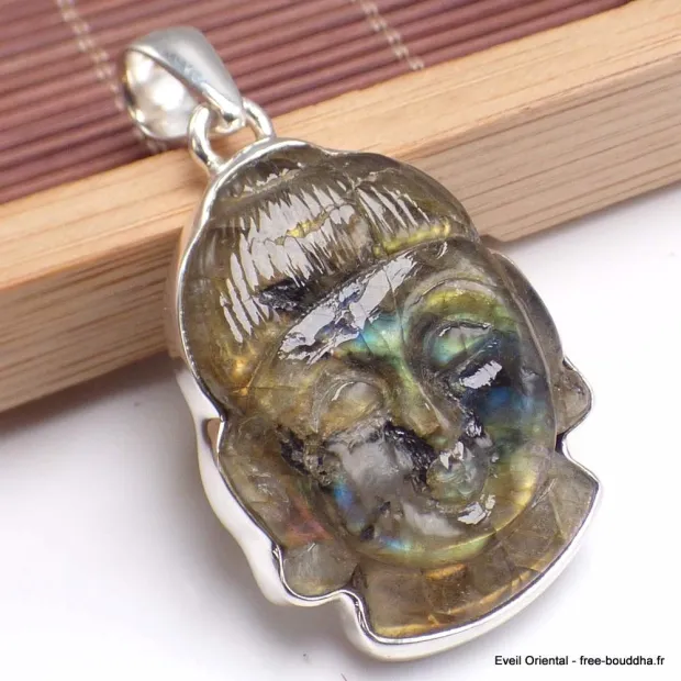 Bouddha sculpté en Labradorite - Bijoux en Labradorite