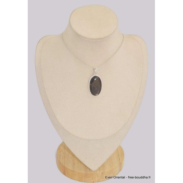 Pendentif Pierre du Soleil Noire forme ovale Bijoux en Pierre du Soleil BK63.2