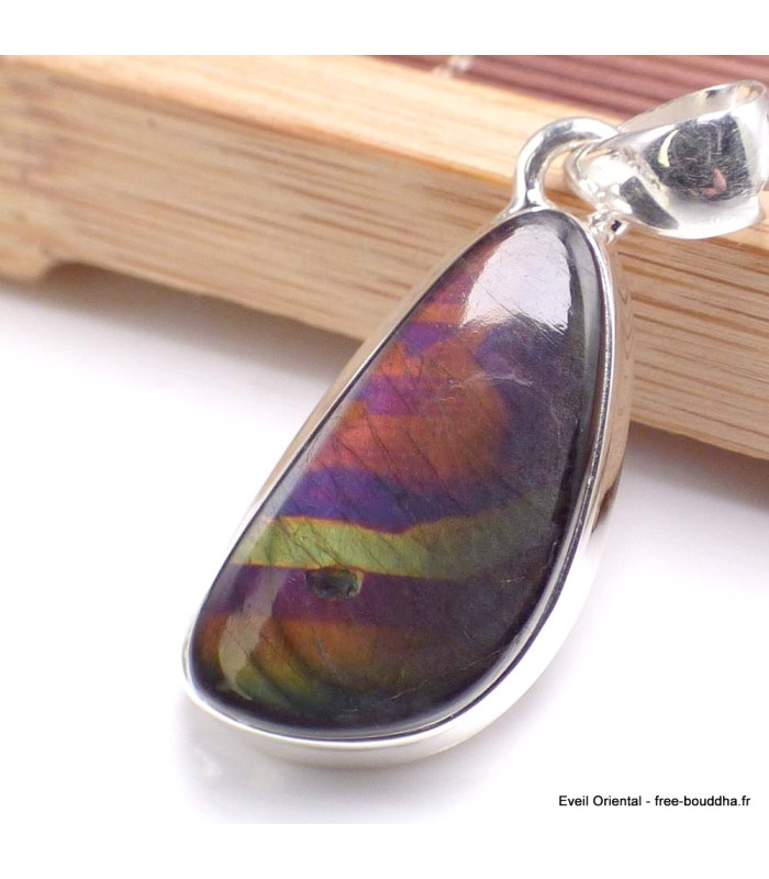 Pendentif Labradorite Spectrolite à rayures Bijoux en Labradorite BK64