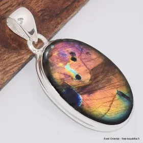 Pendentif Labradorite Spectrolite ovale rouille bleue - Pendentifs pierres naturelles