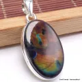 Pendentif Labradorite Spectrolite ovale rouille bleue - Pendentifs pierres naturelles