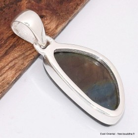 Pendentif Labradorite Spectrolite ovale rouille bleue 