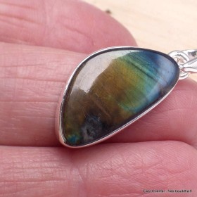 Pendentif Labradorite Spectrolite ovale rouille bleue 