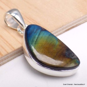 Pendentif Labradorite Spectrolite ovale rouille bleue 