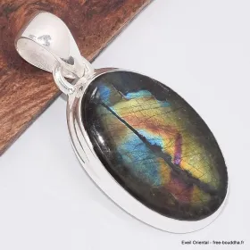 Pendentif Labradorite Spectrolite ovale aurores boréales - Bijoux en Labradorite