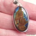 Pendentif Labradorite Spectrolite ovale ocre bleu - Bijoux en Labradorite