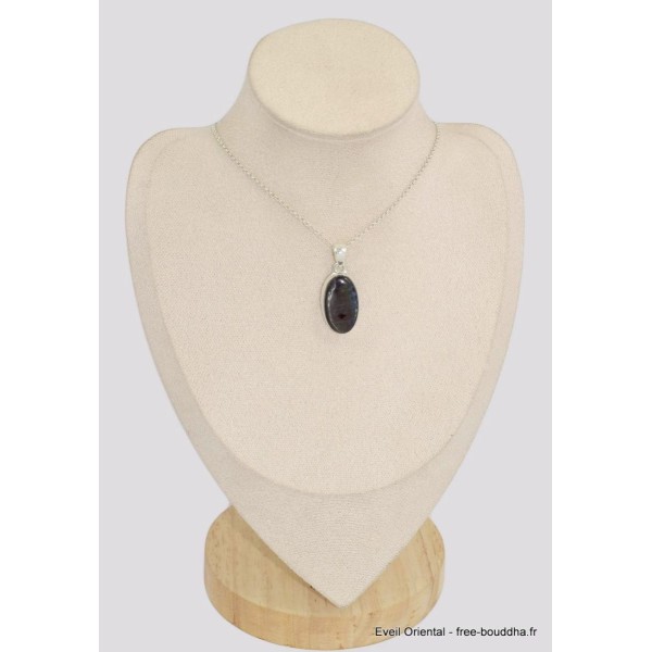 Pendentif Labradorite Spectrolite ovale ocre bleu Bijoux en Labradorite BK64.4