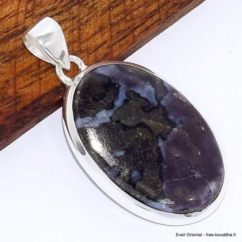 Pendentif Merlinite Mystique Gabbro forme ovale - Bijoux en Merlinite Mystique Gabbro
