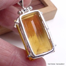 Gros pendentif en Fluorite jaune facettée 