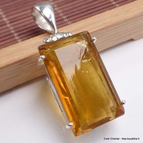 Gros pendentif en Fluorite jaune facettée Pendentifs pierres naturelles BK66