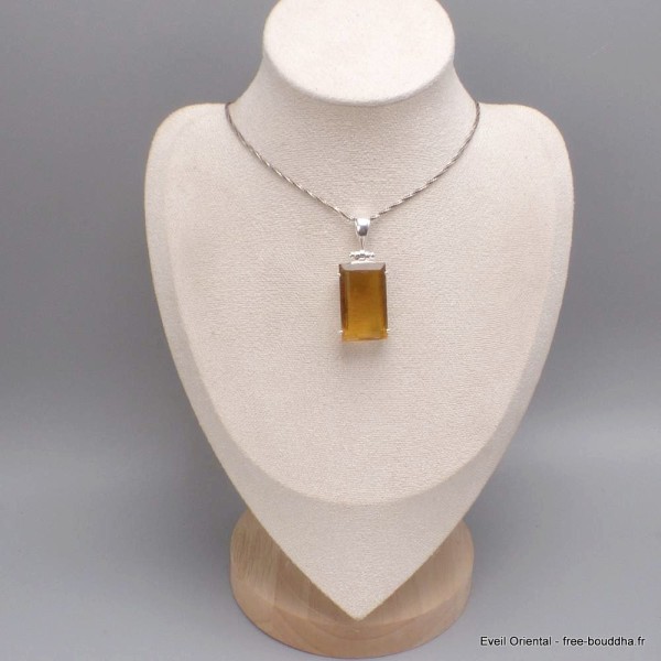Gros pendentif en Fluorite jaune facettée Pendentifs pierres naturelles BK66