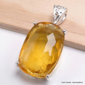 Pendentif en Fluorite jaune facettée ovale Pendentifs pierres naturelles BK66.3