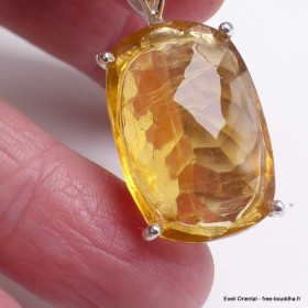 Pendentif en Fluorite jaune facettée ovale Bijoux en Fluorite BK66.3