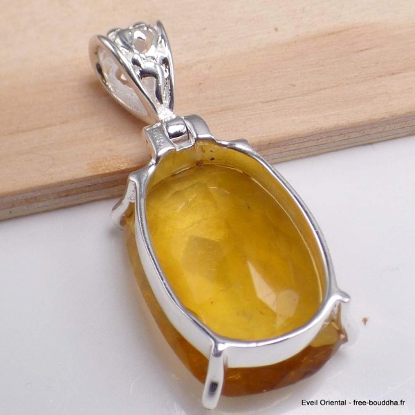 Pendentif en Fluorite jaune facettée ovale Pendentifs pierres naturelles BK66.3
