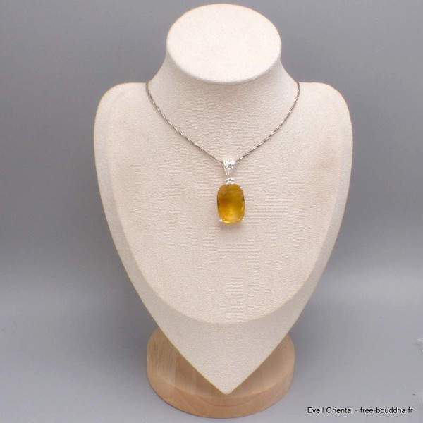 Pendentif en Fluorite jaune facettée ovale Pendentifs pierres naturelles BK66.3