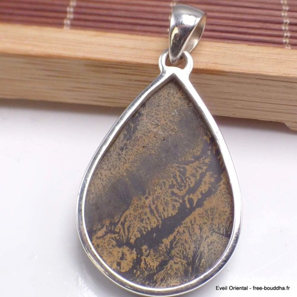 Pendentif goutte Jaspe Pinceau (paintbrush) Bijoux en Jaspe BK67