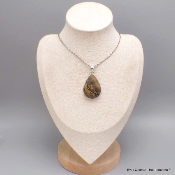 Pendentif goutte Jaspe Pinceau (paintbrush) Bijoux en Jaspe BK67