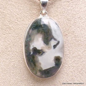 Pendentif Agate mousse sur Quartz ovale Pendentifs pierres naturelles BK68