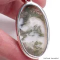 Pendentif Agate mousse sur Quartz forme ovale - Pendentifs pierres naturelles