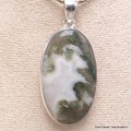 Pendentif Agate mousse sur Quartz forme ovale Pendentifs pierres naturelles BK68.1