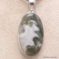 Pendentif Agate mousse sur Quartz forme ovale - Pendentifs pierres naturelles