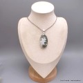 Pendentif Agate mousse sur Quartz forme ovale Pendentifs pierres naturelles BK68.1