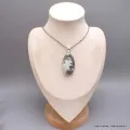 Pendentif Agate mousse sur Quartz forme ovale - Pendentifs pierres naturelles