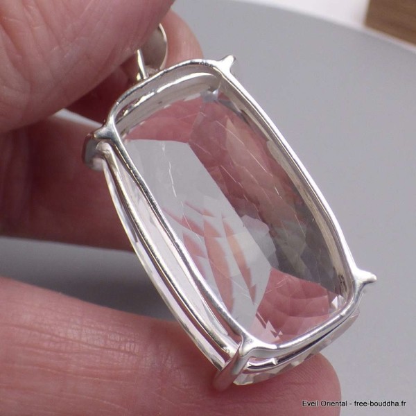 Gros Pendentif rectangulaire en Cristal de Roche Pendentifs pierres naturelles BK65.2