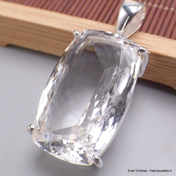 Gros Pendentif rectangulaire en Cristal de Roche Pendentifs pierres naturelles BK65.2