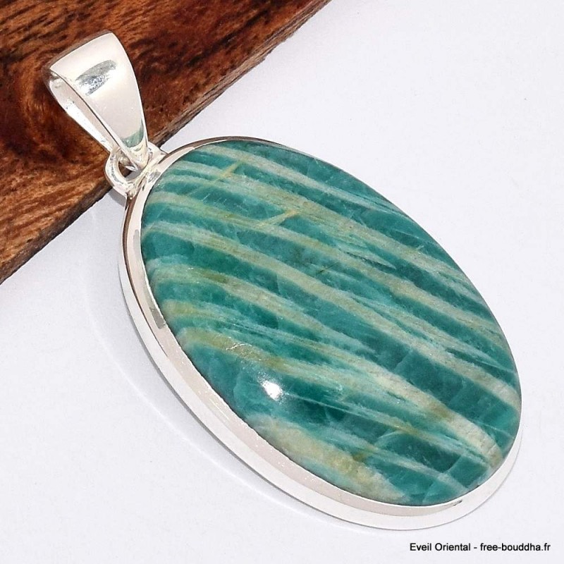 Pendentif marquise en Amazonite du Brésil 