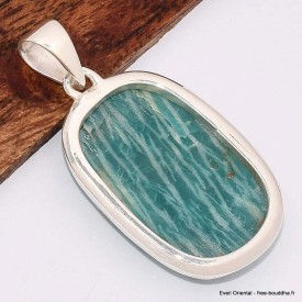 Pendentif Amazonite du Brésil rectangulaire pierre naturelle argent 925
