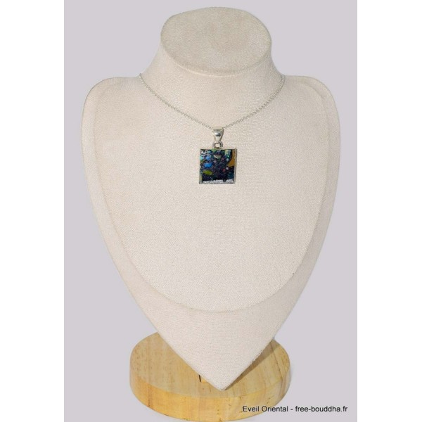 Pendentif Opale Ethiopienne sur Pyrite forme carrée (composite) Bijoux en Opales BK70.7