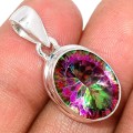 Pendentif Quartz Mystique forme ovale Pendentifs pierres naturelles BK71.2