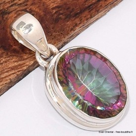 Pendentif Quartz Mystique forme ovale Pendentifs pierres naturelles BK71.2