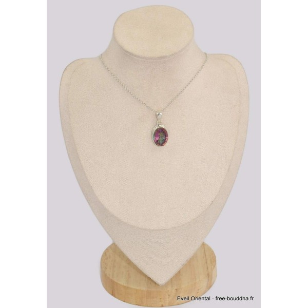 Pendentif Quartz Mystique forme ovale Pendentifs pierres naturelles BK71.2