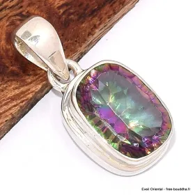 Pendentif Pierre naturelle Quartz Mystique semi-rectangulaire - Pendentifs pierres naturelles