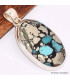 Pendentif oval Turquoise mohave avec Pyrite Bijoux en Turquoise BK72