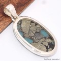 Pendentif oval Turquoise mohave avec Pyrite Bijoux en Turquoise BK72