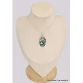 Pendentif oval Turquoise mohave avec Pyrite - Bijoux en Turquoise