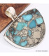 Pendentif semi-rond en Turquoise mohave sur Pyrite Bijoux en Turquoise BK72.4