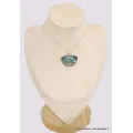 Pendentif semi-rond en Turquoise mohave sur Pyrite - Bijoux en Turquoise