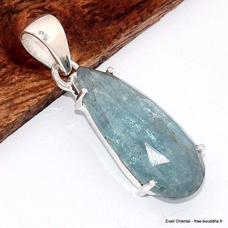 Pendentif Cyanite d'eau facettée forme goutte Bijoux en Cyanite Bleue BK73